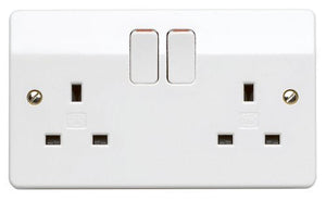 MK Logic Plus K2747 WHI 13A Double Pole Switchsocket, 2 Gang