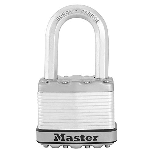 MASTER LOCK Heavy Duty Padlock [Key] [Laminated Steel] [Weatherproof] [Medium Shackle] M5EURDLH - Best Used for Storage Units, Sheds, Garages, Fences